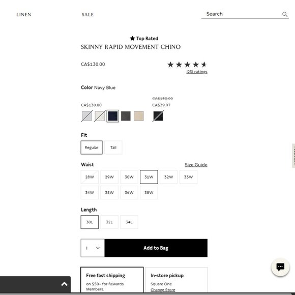 Banana Republic skinny navy chino pants, 31x30 - Picture 7 of 7